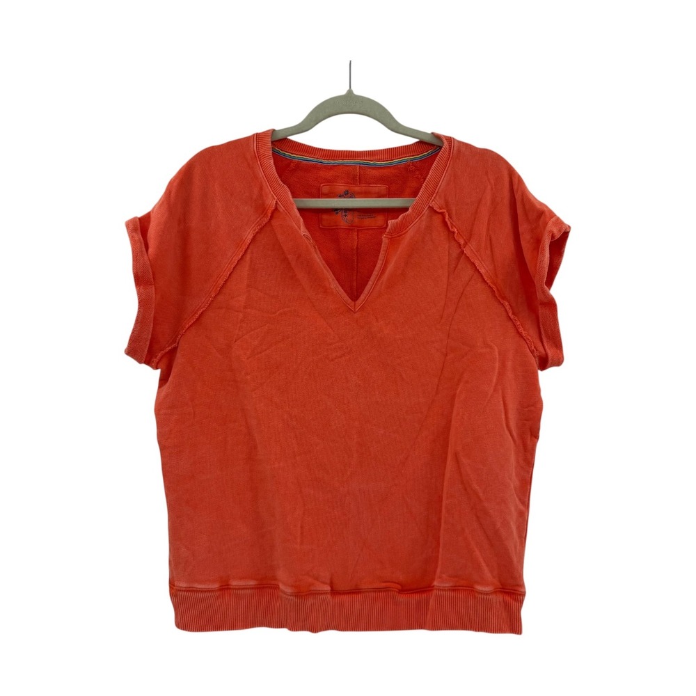 Anthropologie Pilcro Orange Organic Cotton V-Neck Muscle Sweatshirt Size M